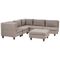 COLȚAR modul cu 5 locuri pe partea dreaptă maro textil cu otomană Unstad - maro/negru, material textil (228/228cm) - Beliani