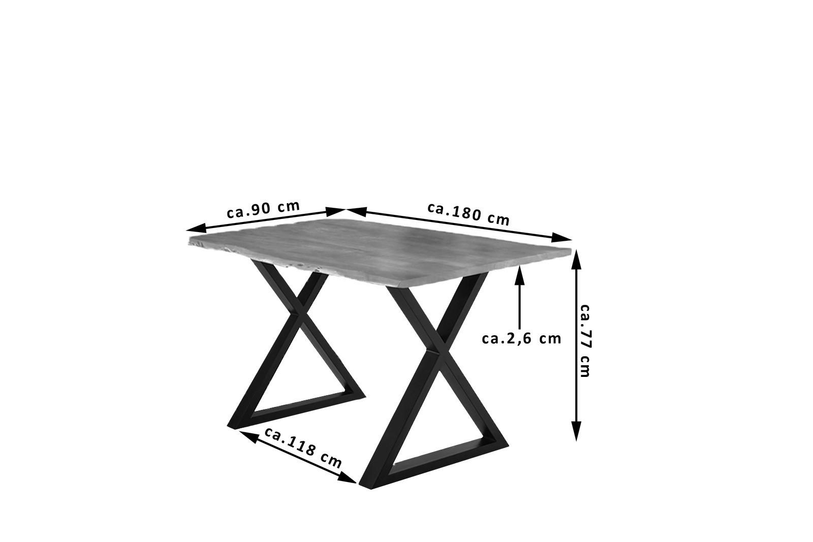 ESSTISCH LUBIN - Schwarz/Braun, Holz/Metall (90/180/77cm) - SAM