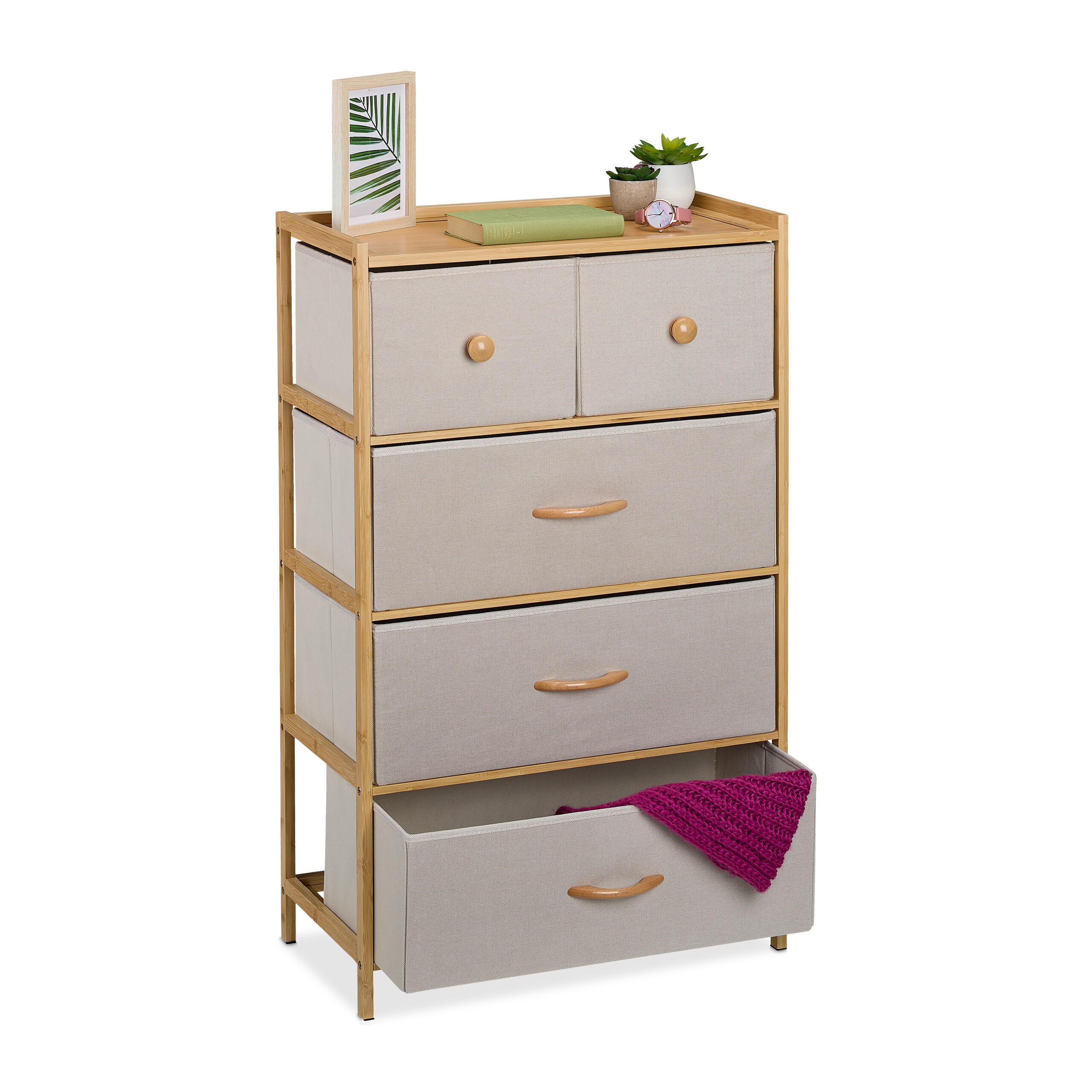 BYR&Aring; Beige bambu 5-l&aring;dor Multicolor 94/58/32.5 cm