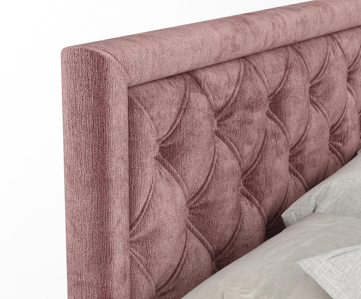 BOXSPRINGBETT Aurelia Rosa 200/200 cm - Schwarz/Rosa, Holz/Holzwerkstoff (200/200cm) - Maison de Reve