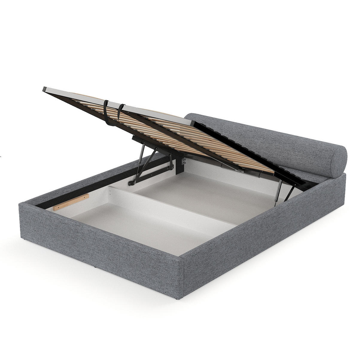 POLSTERBETT Solvo mit Stauraum 140/200 cm Grau im Neve Stoff - Schwarz/Naturfarben, Holz/Holzwerkstoff (140/200cm) - AltaBeds