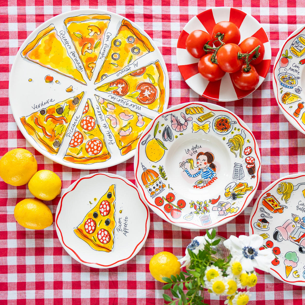 TELLER Pizza Buon Appetito in Bunt - 18cm - Multicolor, Keramik (18/18/2cm) - Blond Amsterdam