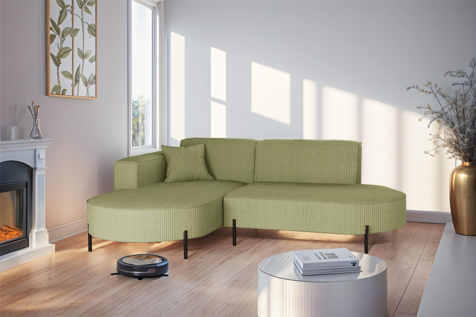 ECKSOFA Valencia Xs - Opal, Holzwerkstoff/Textil (236/165cm) - Fun Möbel