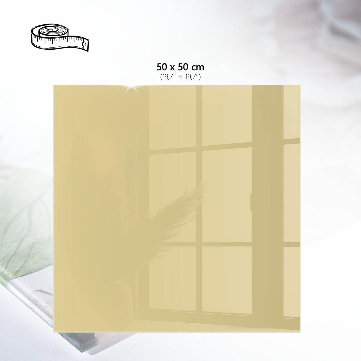 TISCHPLATTE 50x50 cm – Beige-gelb - Gelb, Glas (0.4/50/50cm) - Wallfluent