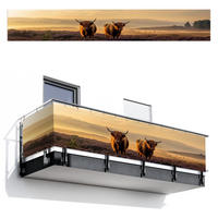 BALKON-SICHTSCHUTZ Schottische Hochlandbewohner - Heide - Landschaft - Tiere - Cognac, Kunststoff (500/80cm) - MuchoWow