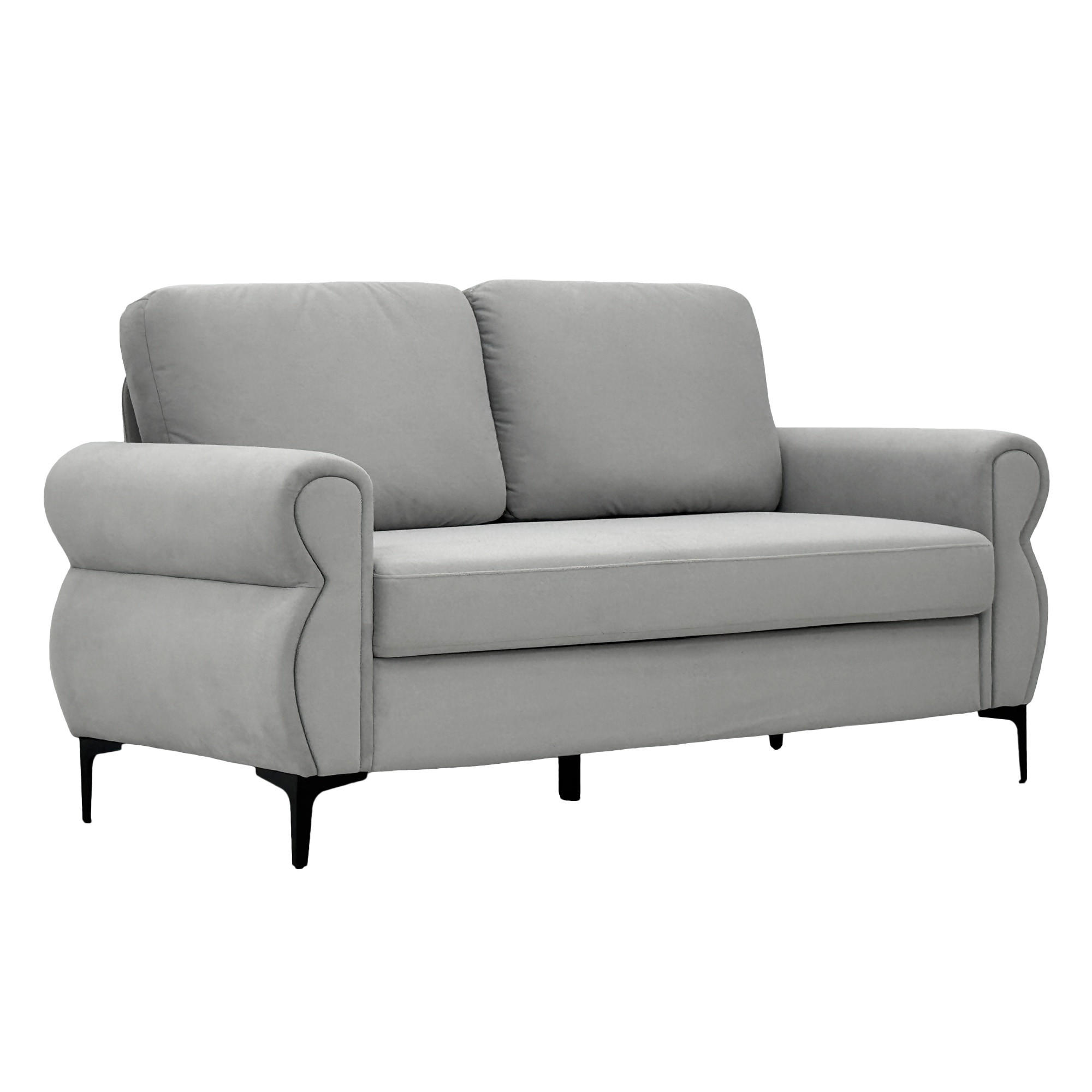SOFA kompakt 173,5 cm Metall-Holz Light Grey - Hellgrau, Holzwerkstoff (173.5/92/81cm) - Meubliv