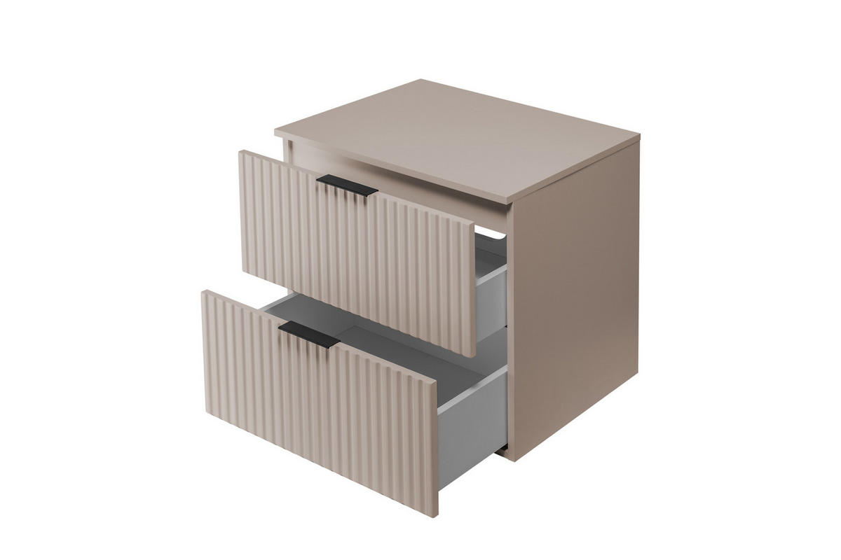 BADEZIMMERSCHRANK, Kaschmir, 60 x 57 x 46 cm, Schwarze Griffe - Kaschmir/Schwarz, Holzwerkstoff/Kunststoff (60/57/46cm) - 3XE LIVING