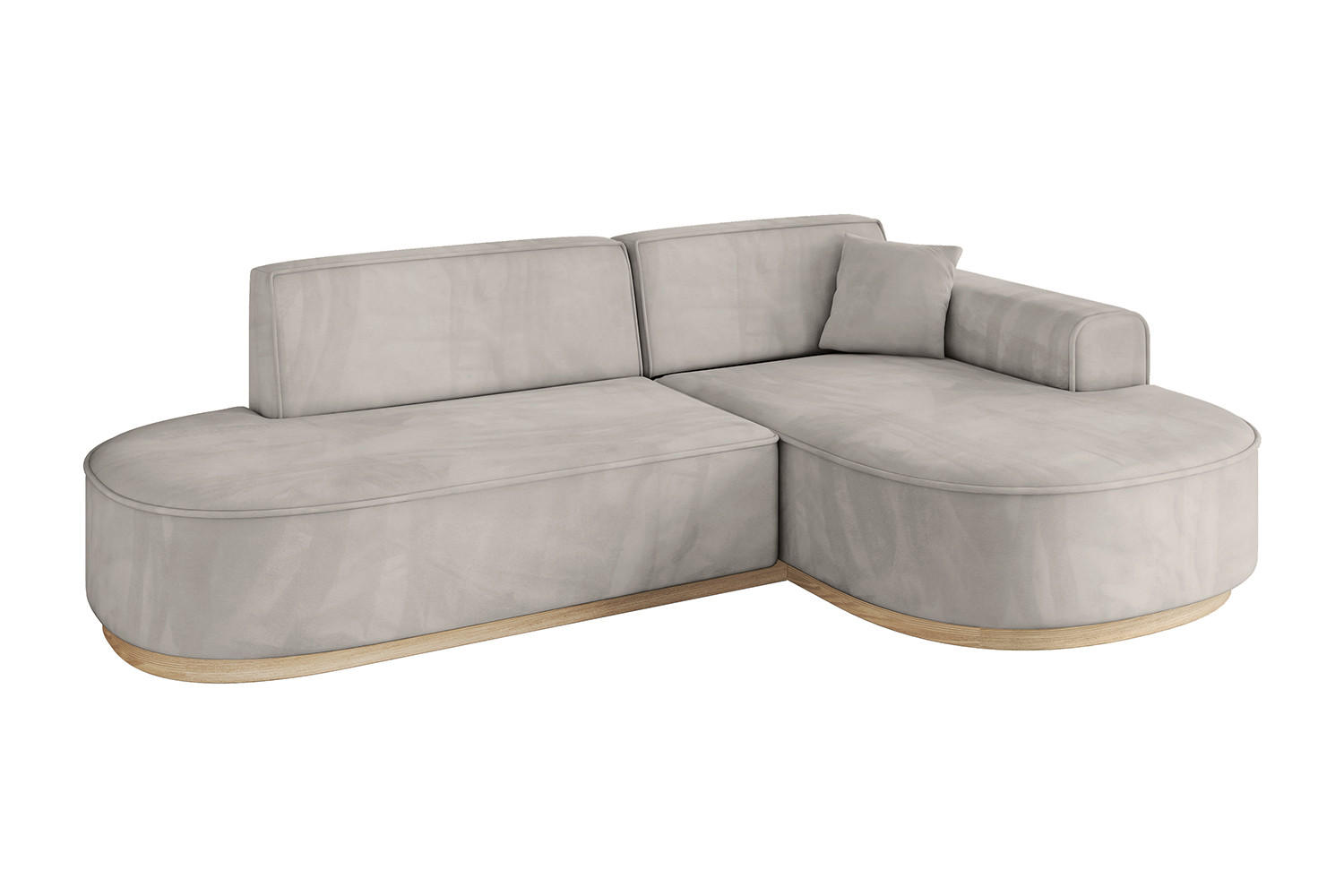 ECKSOFA Ottomane Rechts MARI-L1-v1 - 243x171x83 cm Hellbraun Velours - Hellbraun, Holzwerkstoff/Textil (171/243cm) - ALTDECOR