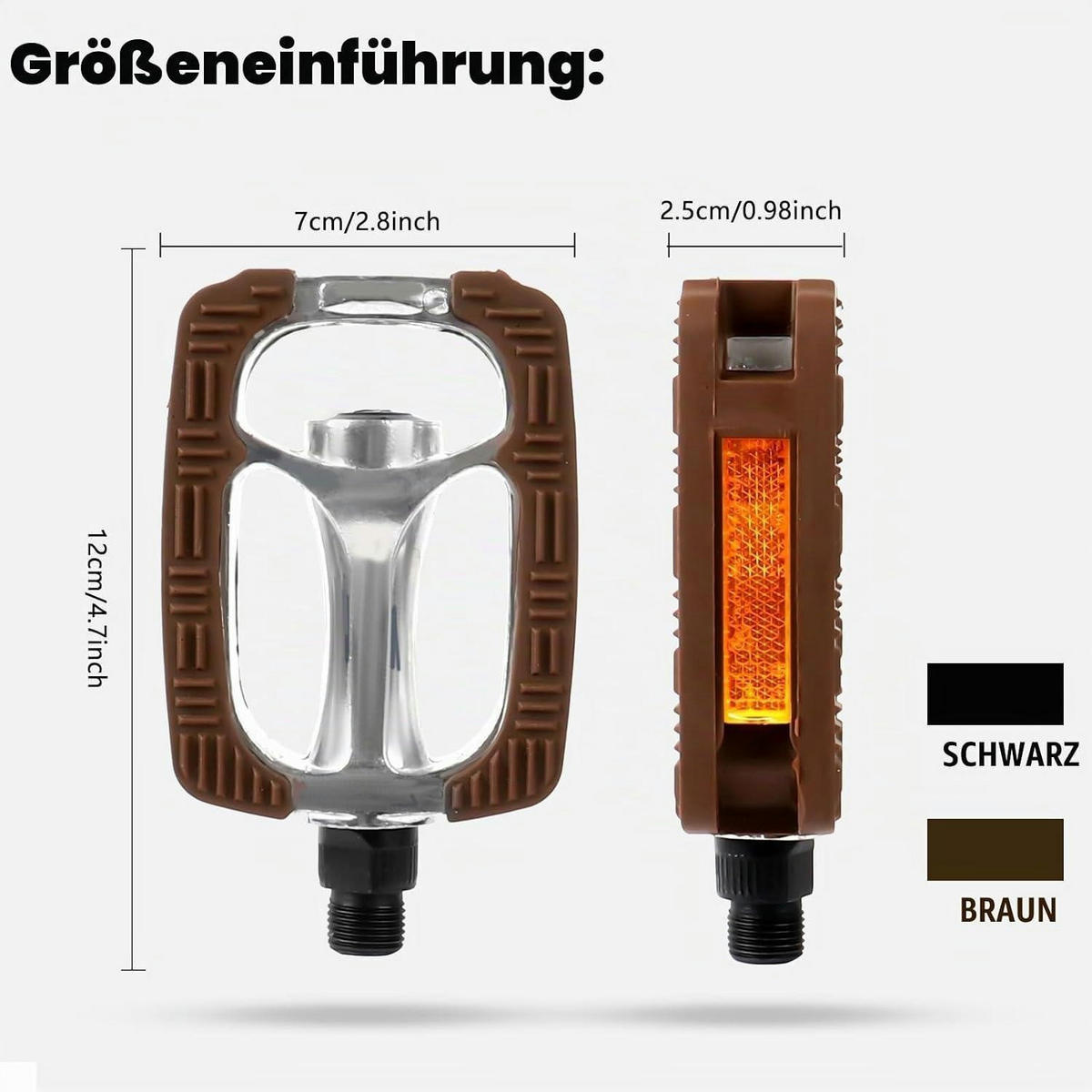 FAHRRADPEDALE Aluminium & Gummi Schwarz mit Reflektoren - Schwarz, Metall (8/1.5/12.5cm)