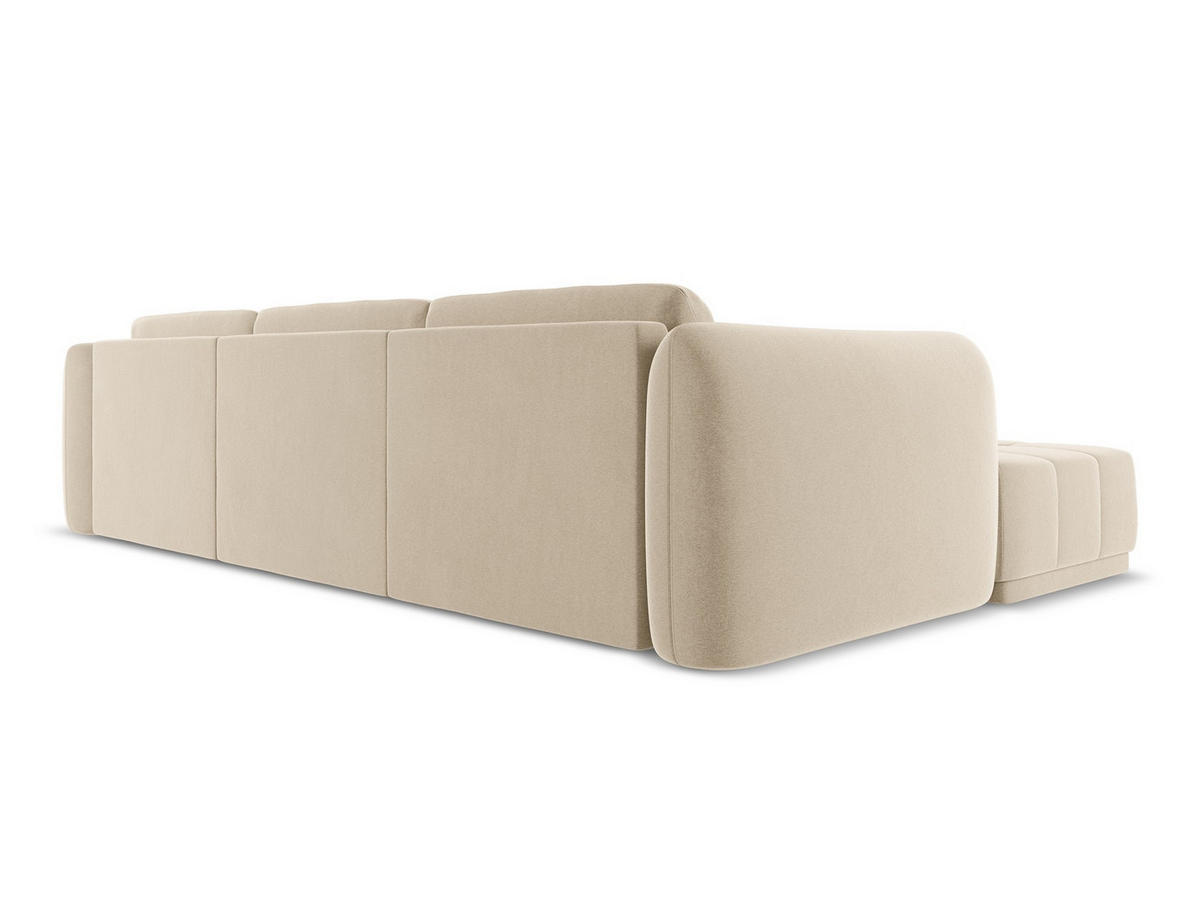 ECKSOFA Links Samt Stoff Beige - Beige/Creme, Kunststoff/Textil (170/290cm) - Makamii