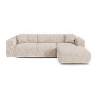 ECKSCHLAFSOFA Geprägter Samt Creme 283cm - Creme, Textil (283/180cm) - Sia Home