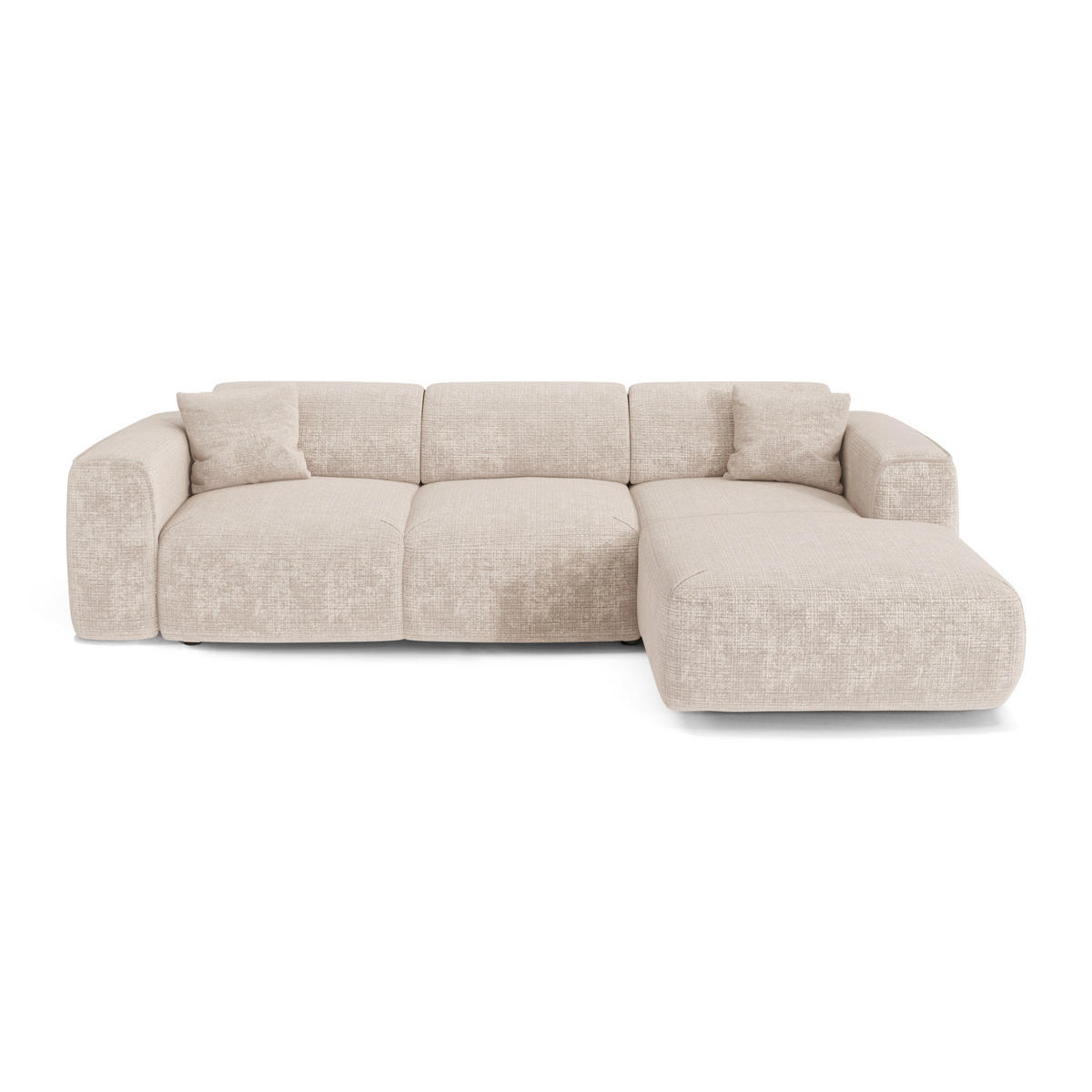 ECKSCHLAFSOFA Geprägter Samt Creme 283cm - Creme, Textil (283/180cm) - Sia Home
