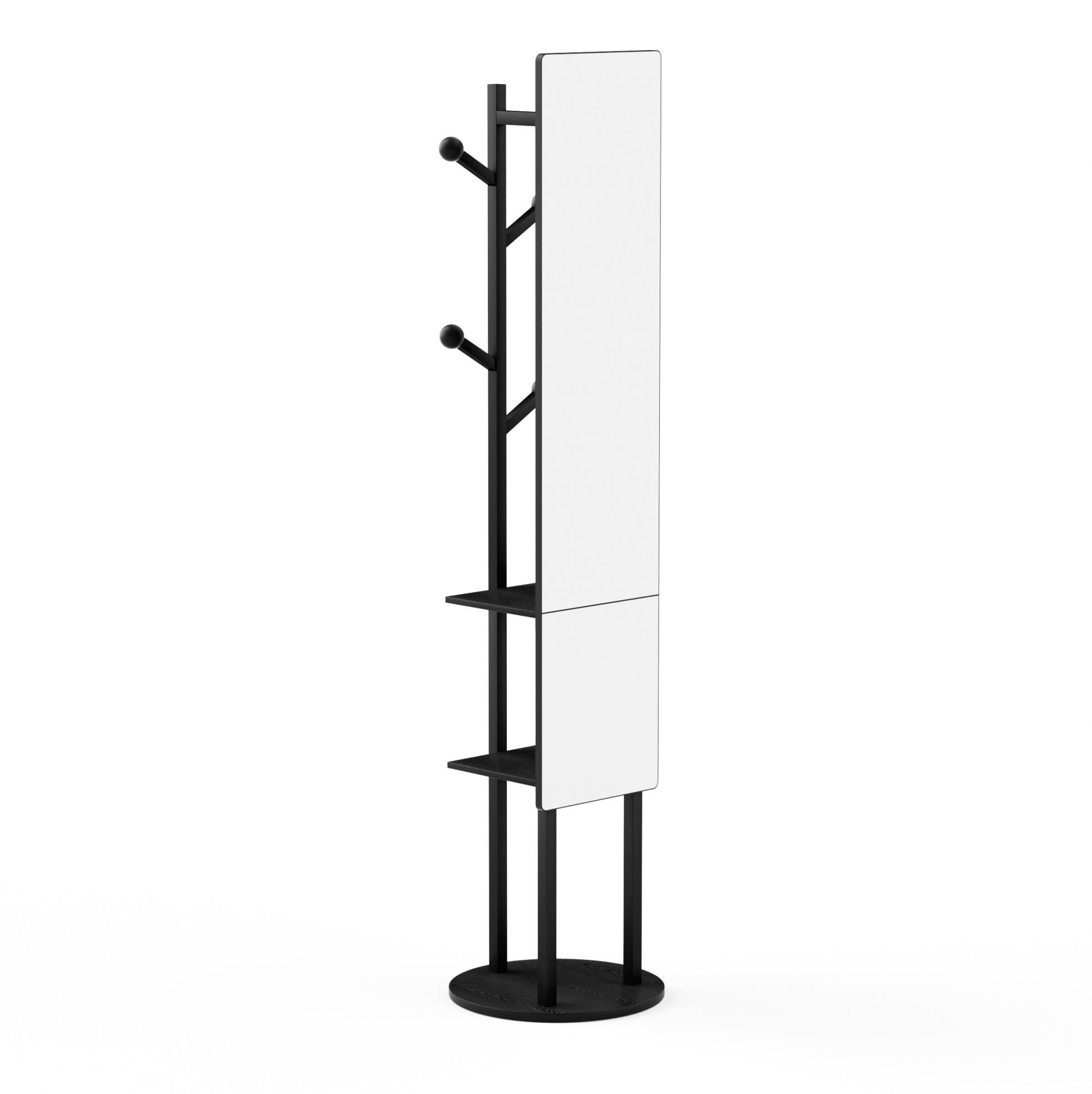 SPIEGELGARDEROBE 135/30 cm drehbar aus Stahl und Spanplatte mit Kleiderhaken, Schwarz - Schwarz, Holzwerkstoff (40/174/40cm) - Redom