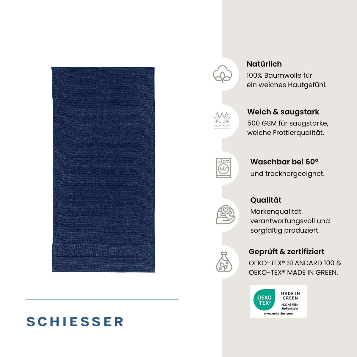SAUNATUCH Turin - 75x200 cm - Dunkelblau - Dunkelblau, Textil (75/200cm) - SCHIESSER