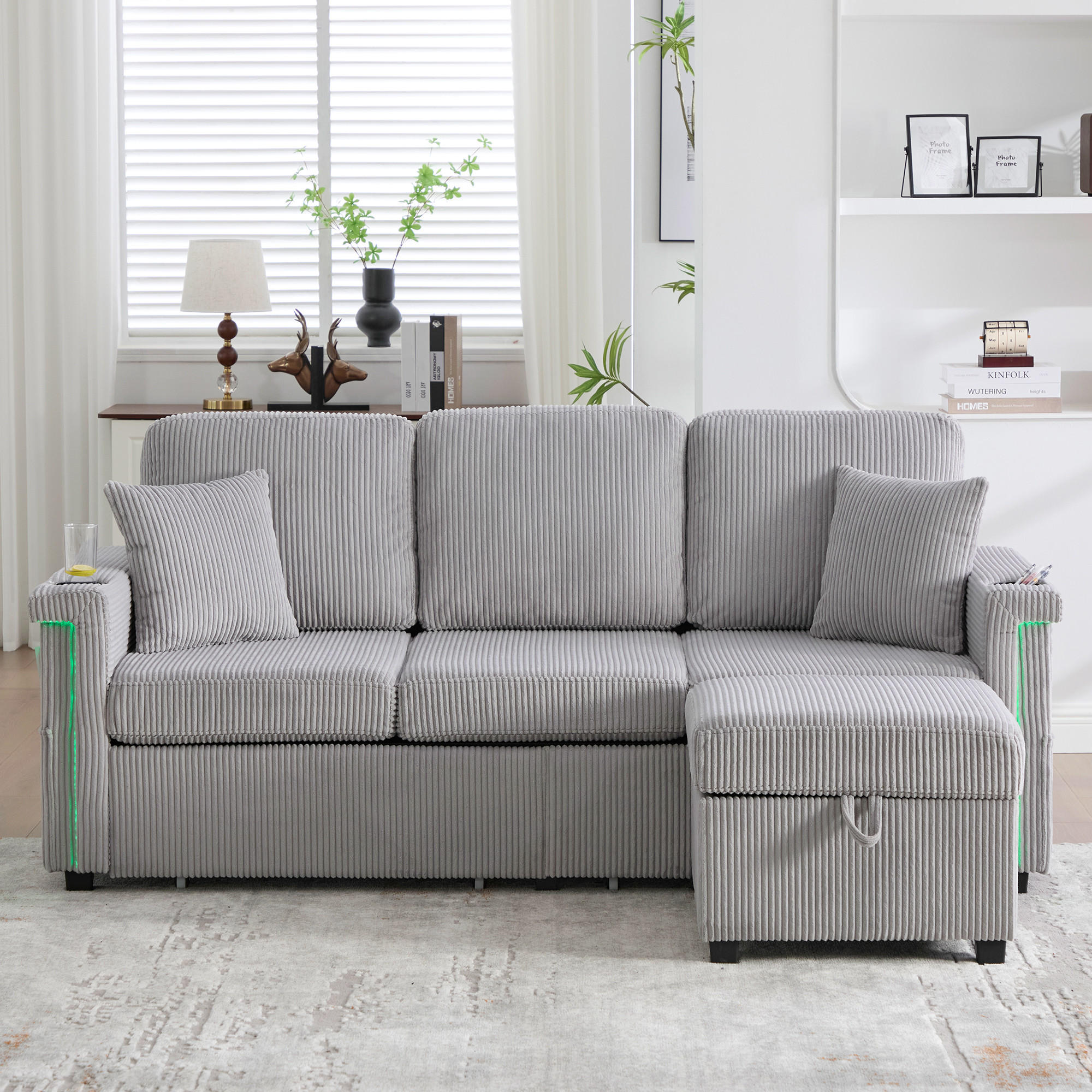 Thumbnail - Redom Modulares, Hellgrau, Textil, 194x73 cm, Wohnzimmer, Sofas & Couches, Wohnlandschaften, Ecksofas