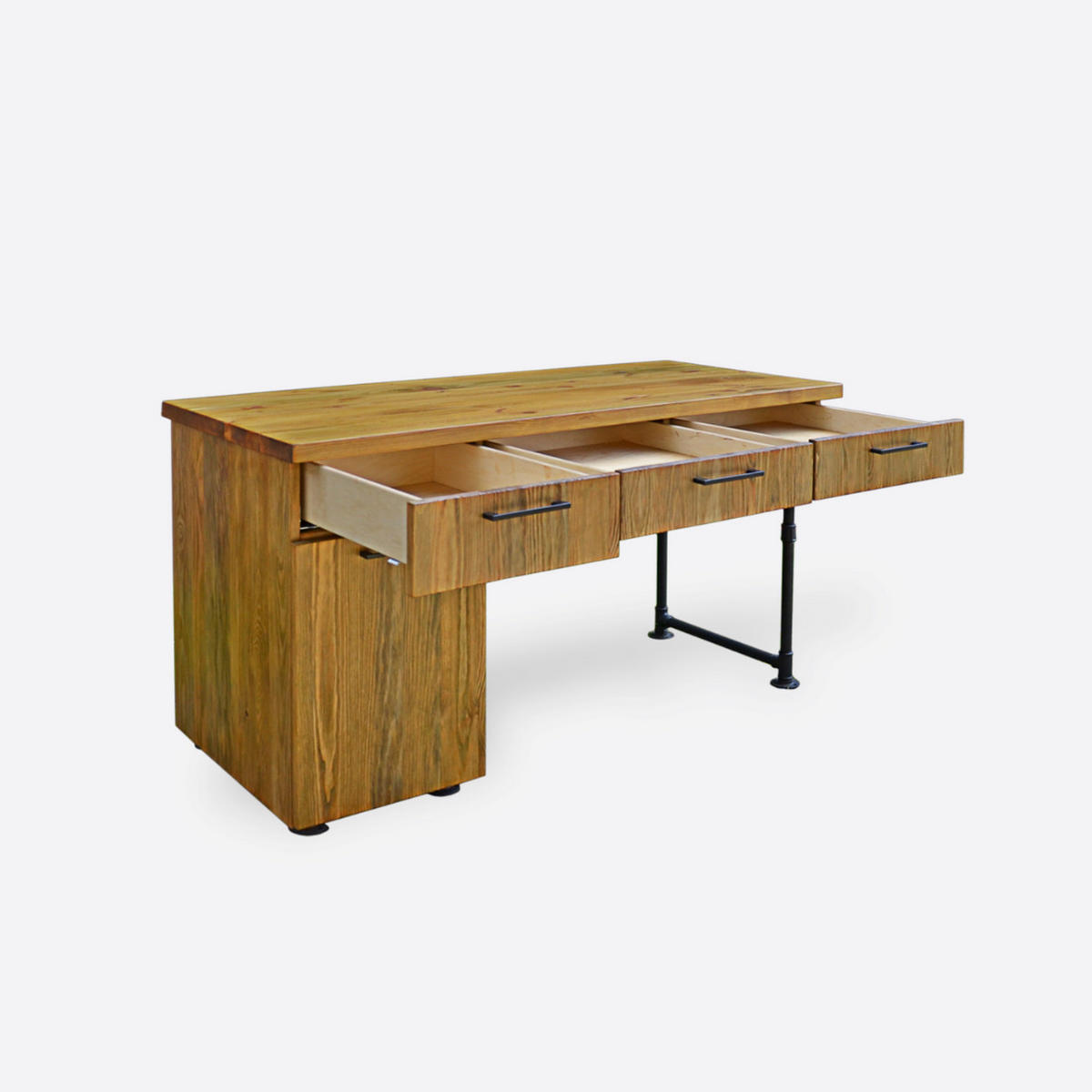 LOFT-SCHREIBTISCH aus Kiefernholz mit Schubladen DENAR - Eichefarben, Holz (60/140/76cm) - Rawood Furniture