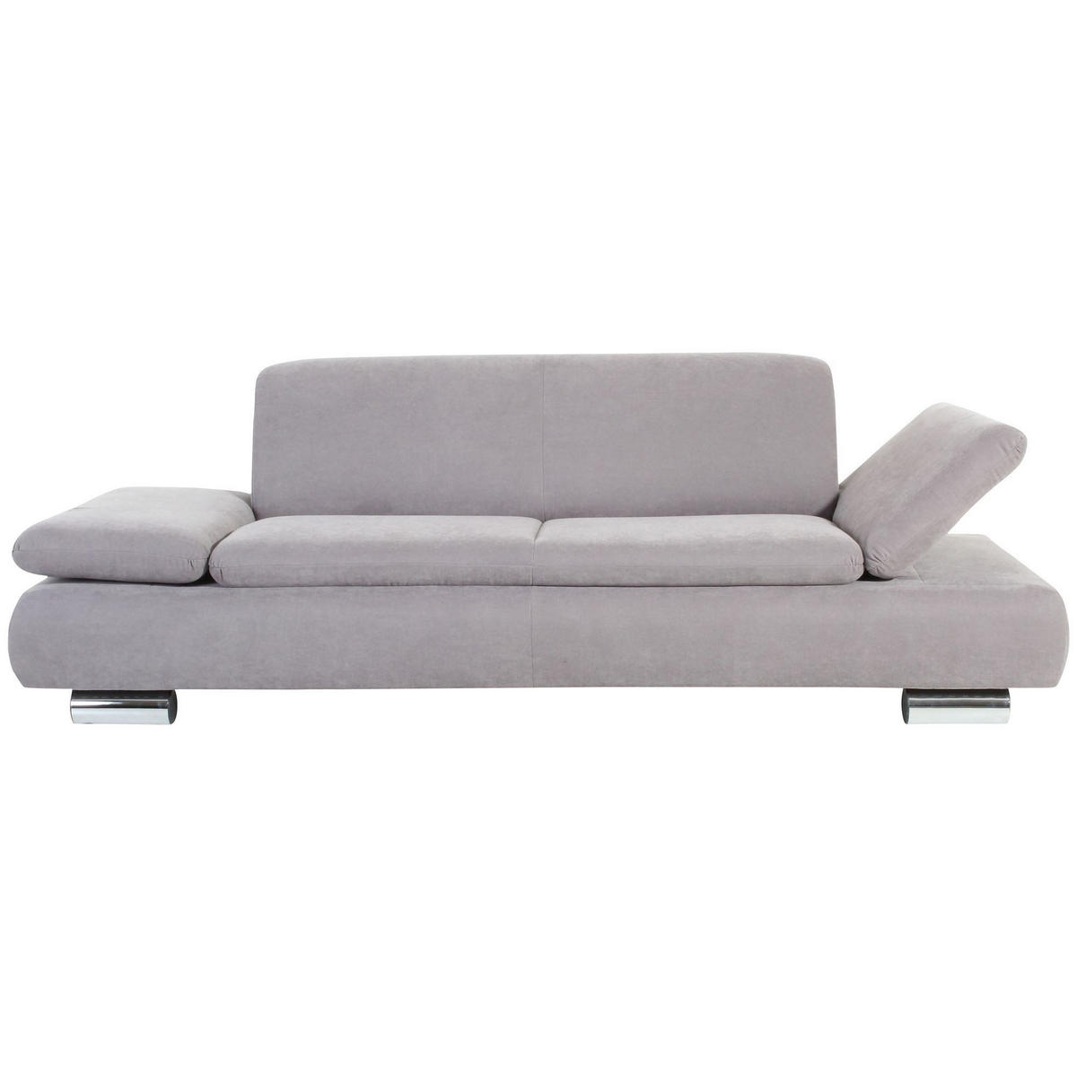 SOFA 2,5-Sitzer Kaye Bezug Veloursstoff Metallfuß verchromt / silber - Grau, Kunststoff (221/76/90cm) - 58aufmkessel