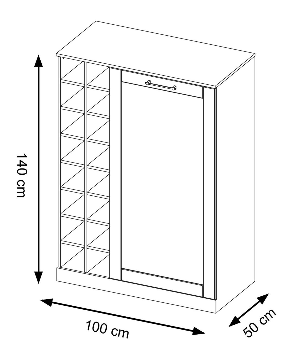 HIGHBOARD Cozy 15 Eiche Rustikal 100 / 50 / 140cm - Eichefarben/Braun, Holz/Metall (100/140/50cm) - Feldmann-Wohnen