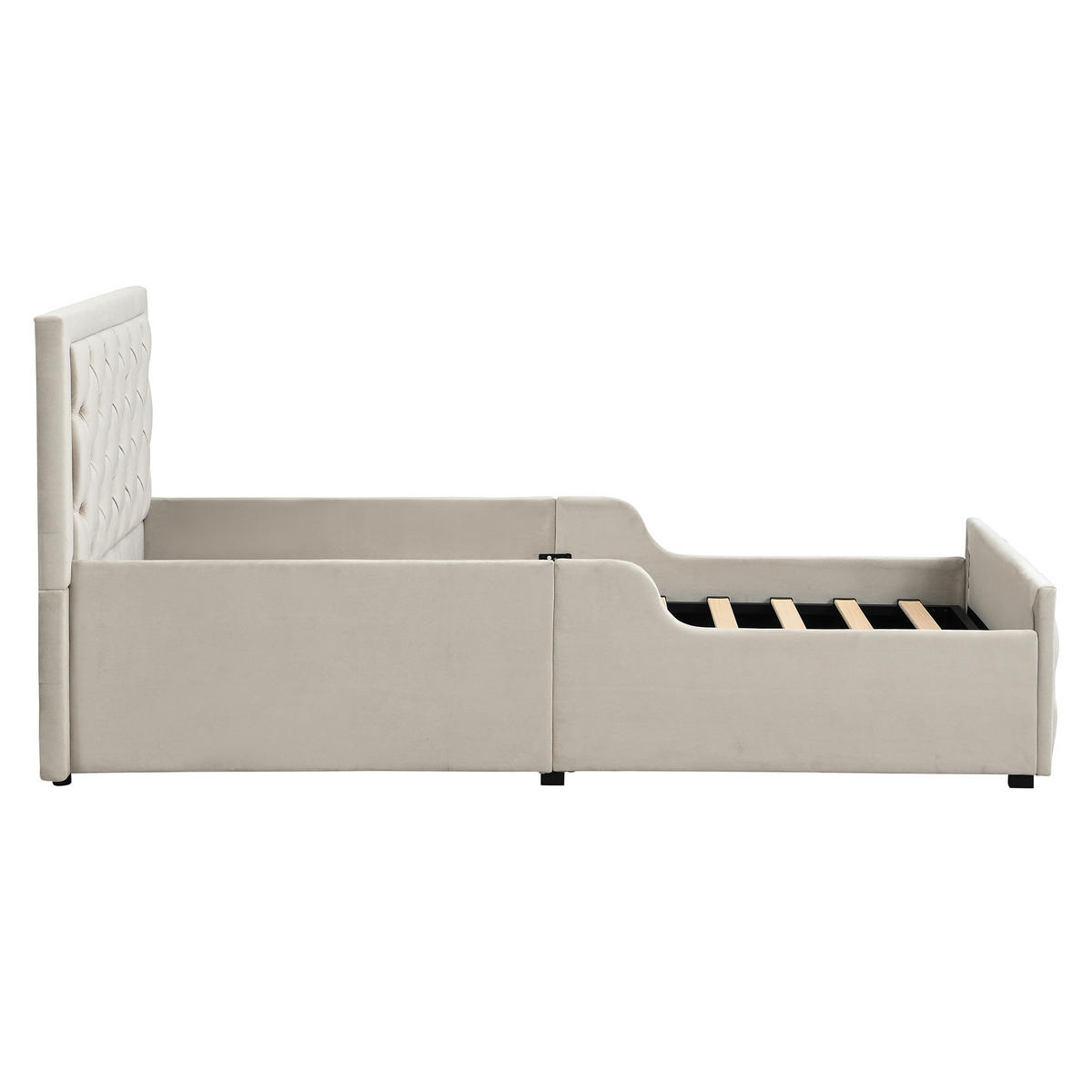 STAURAUMBETT 90/200 cm DE-32776 mit Hydraulik und Stauraum Beige - Beige, Holzwerkstoff (90/200cm) - ComfortXL