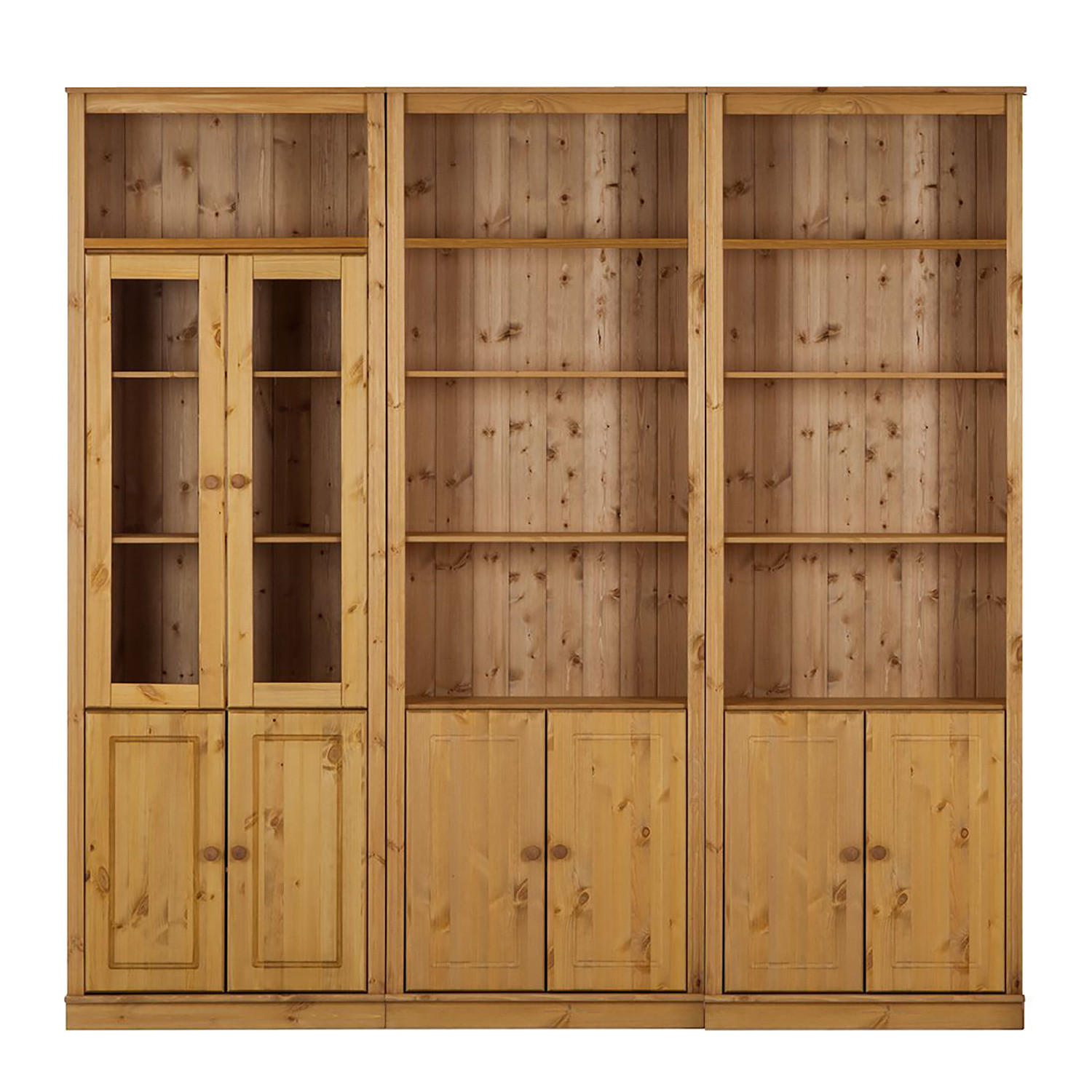 BÜCHERWAND - Kiefer massiv, Typ F - Kieferfarben, Holz (222/223/37cm) - home24