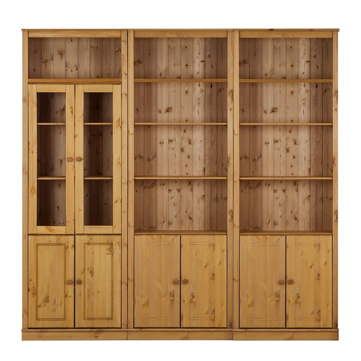 BÜCHERWAND - Kiefer massiv, Typ F - Kieferfarben, Holz (222/223/37cm) - home24