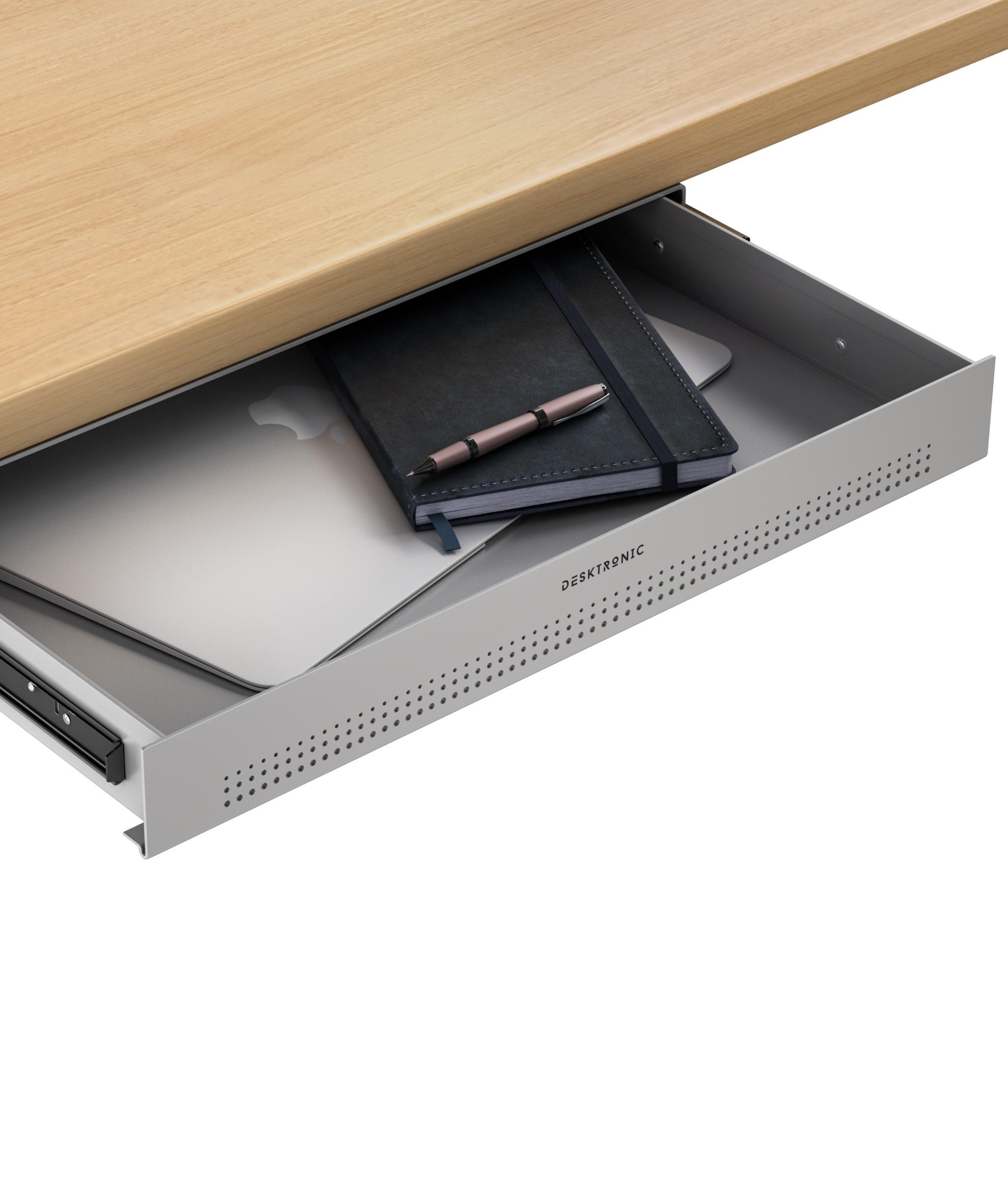 SCHUBLADEN-ORGANIZER unter dem Schreibtisch, 41x27x5cm Grau - Grau, Metall (41/27/5cm) - Desktronic