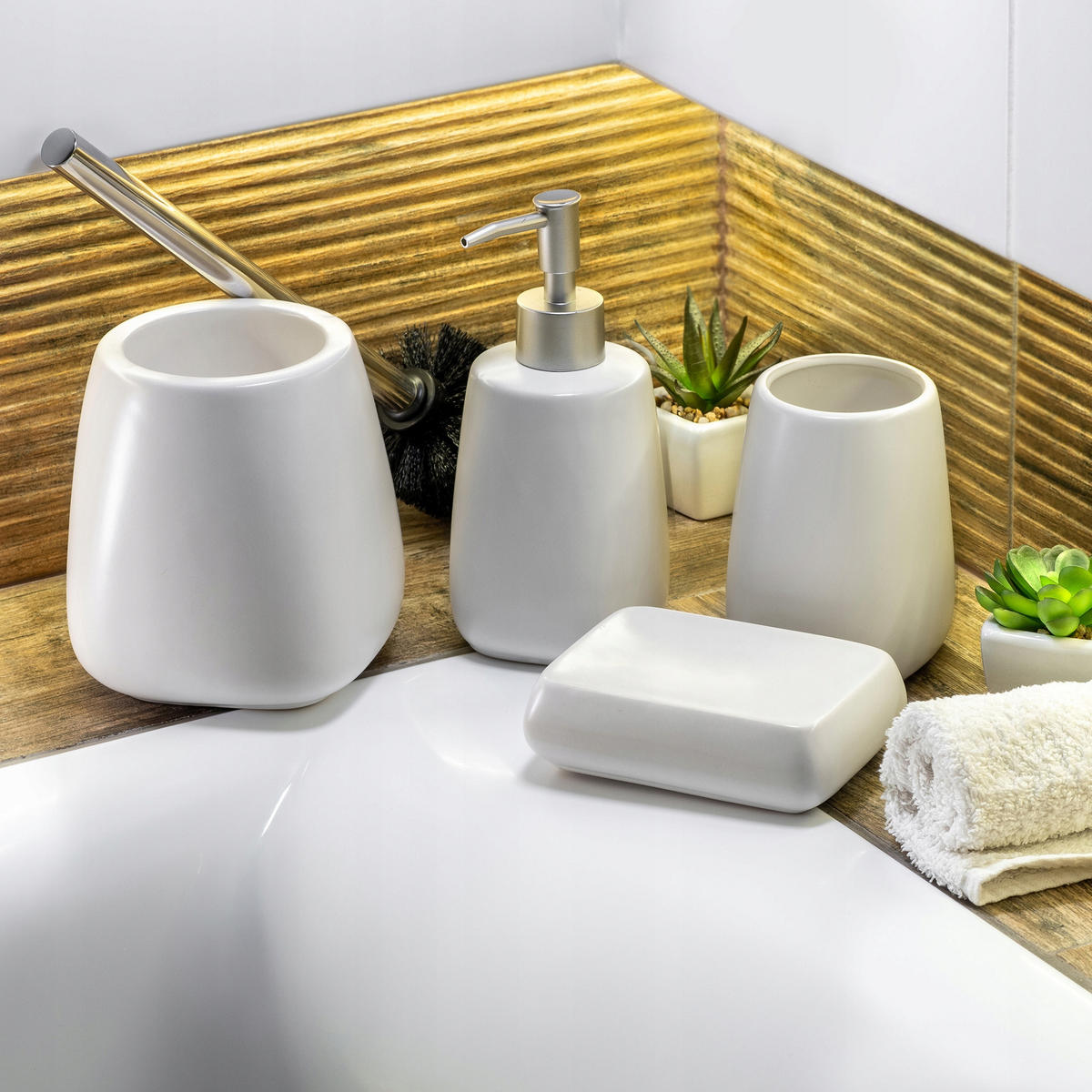 BADEZIMMERTASSE für Zahnpasta und Zahnbürsten, weiß - Weiß, Keramik (8/11cm) - KADAX