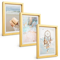 BILDER SET 3er Set - 20x30 cm Goldrahmen - Abstraktes Meeresbuch Boho - Goldfarben, Kunststoff (20/30cm) - TULUP