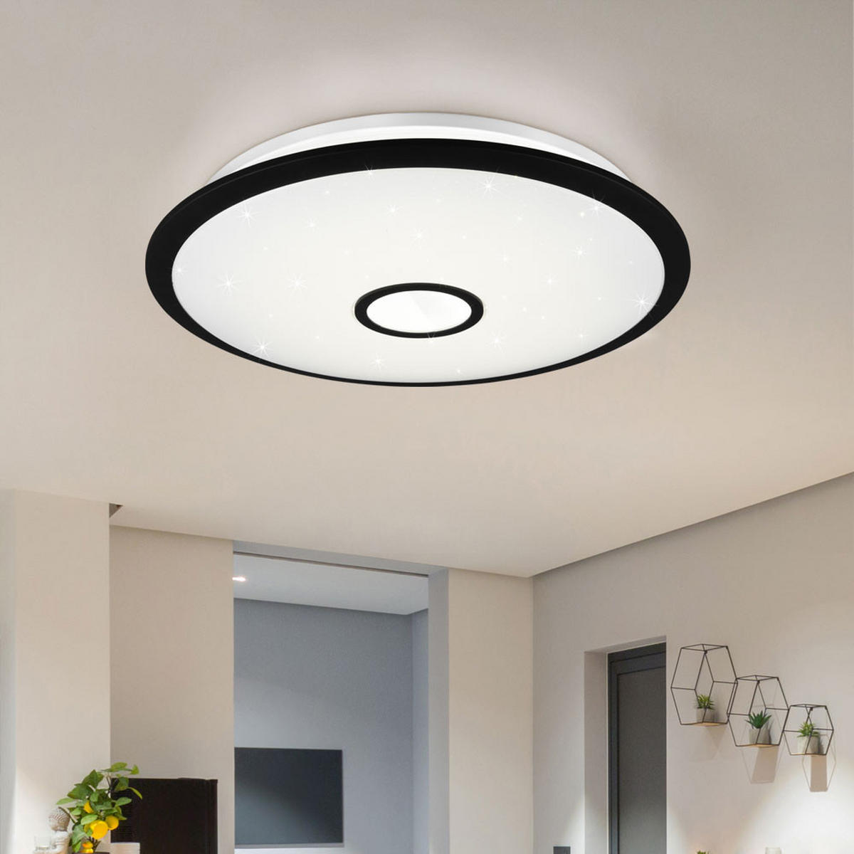 LED DECKENLEUCHTE Kunststoff Schwarz matt - Schwarz, Kunststoff (65/65/10cm)