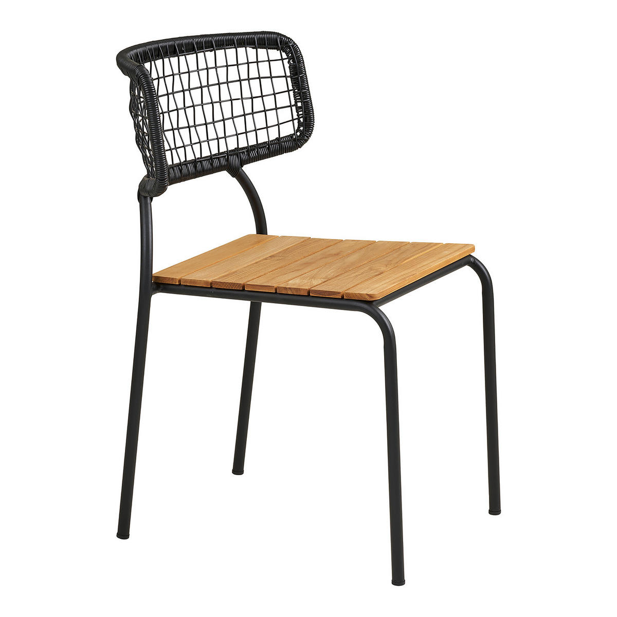 GARTENSTUHL - 4er-Set - Schwarz - Braun - Polyester - Stahl - 53 x 83 x 55 cm - Schwarz/Braun, Kunststoff/Metall (53/83/55cm) - home24