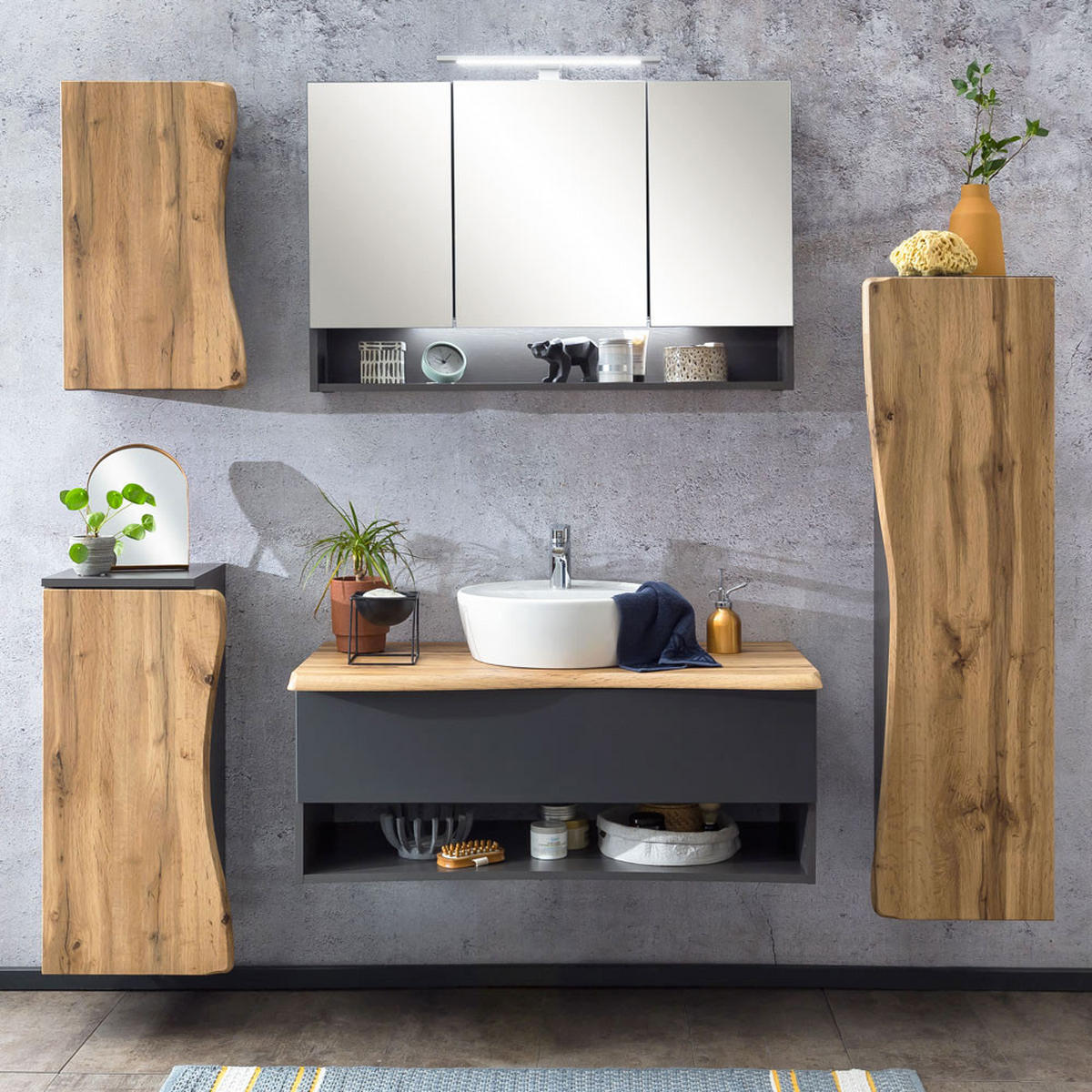 UNTERSCHRANK Kahla-03 - Braun/Grau, Holzwerkstoff (38/79/35cm) - Lomado