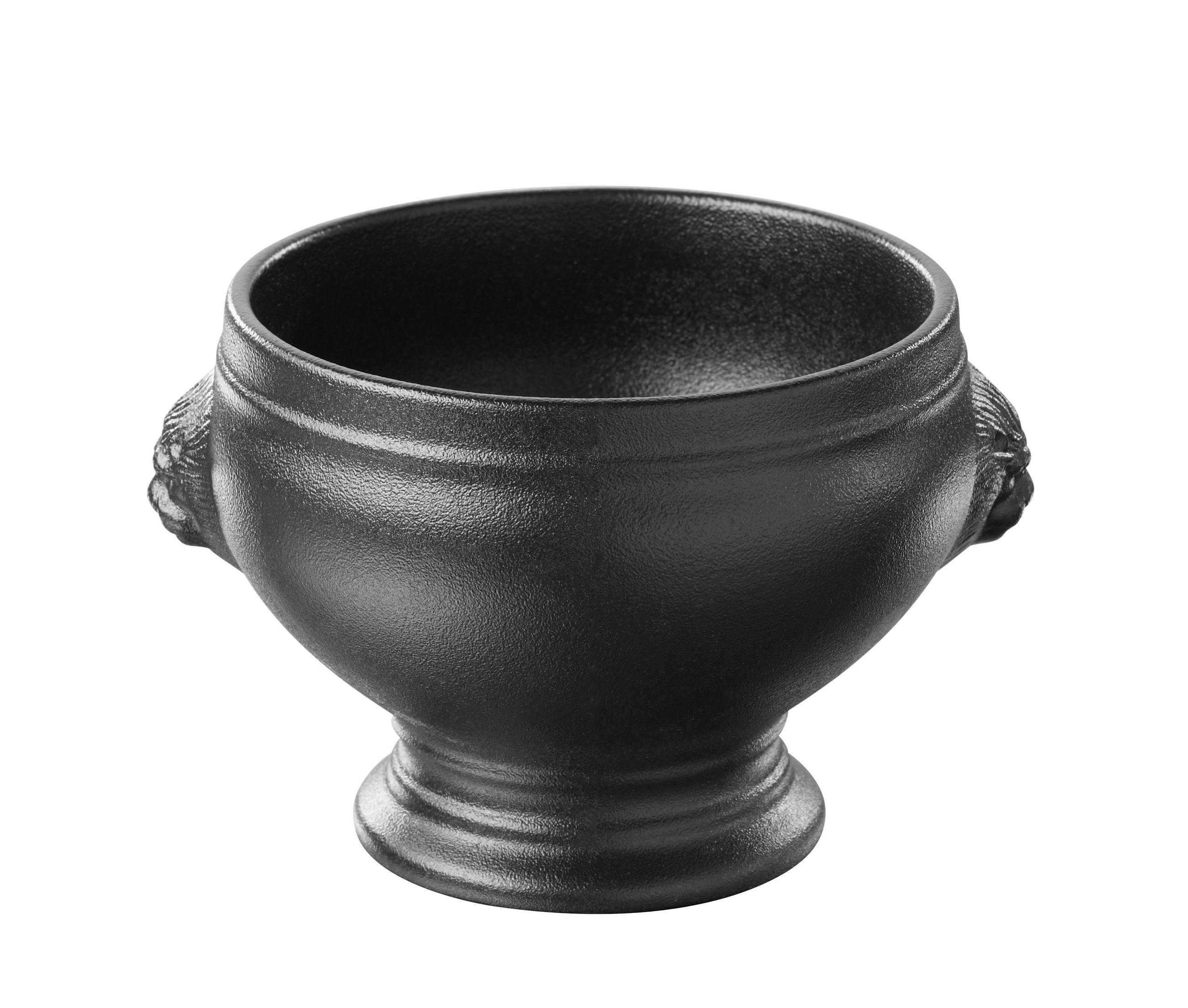 LOEWENKOPF - SUPPENSCHUESSEL in gusseisener Optik 35 cl - Schwarz, Keramik (11.5cm) - Revol Porcelaine France