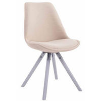 STUHL Stoff Creme - Creme/Weiß, Holz/Textil (48/84/56cm) - CLP