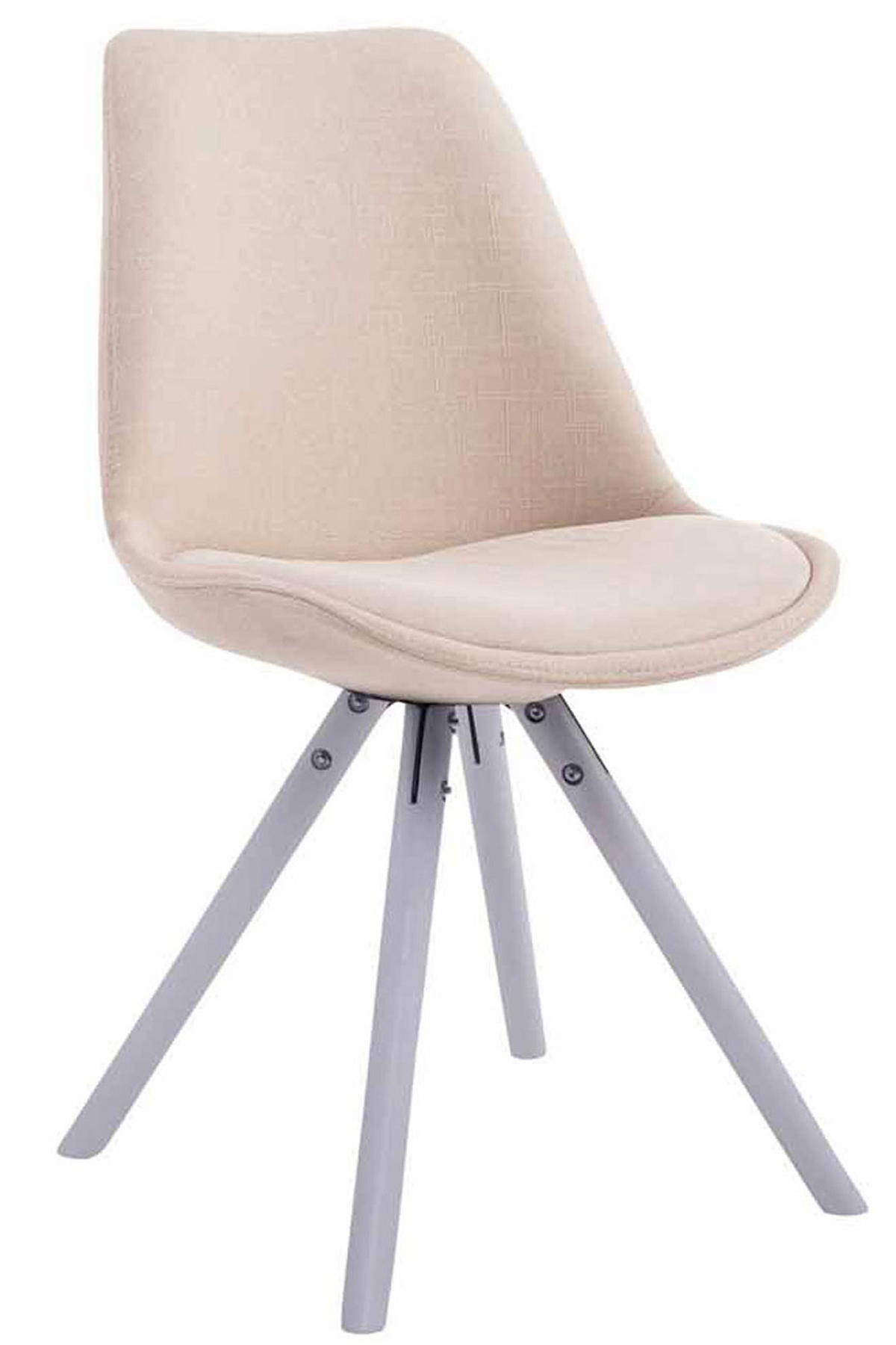 STUHL Stoff Creme - Creme/Weiß, Holz/Textil (48/84/56cm) - CLP