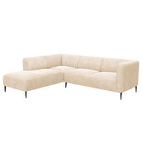2,5-SITZER ECKSOFA mit Ottomane - Beige/Schwarz, Textil/Metall (252/205cm) - home24