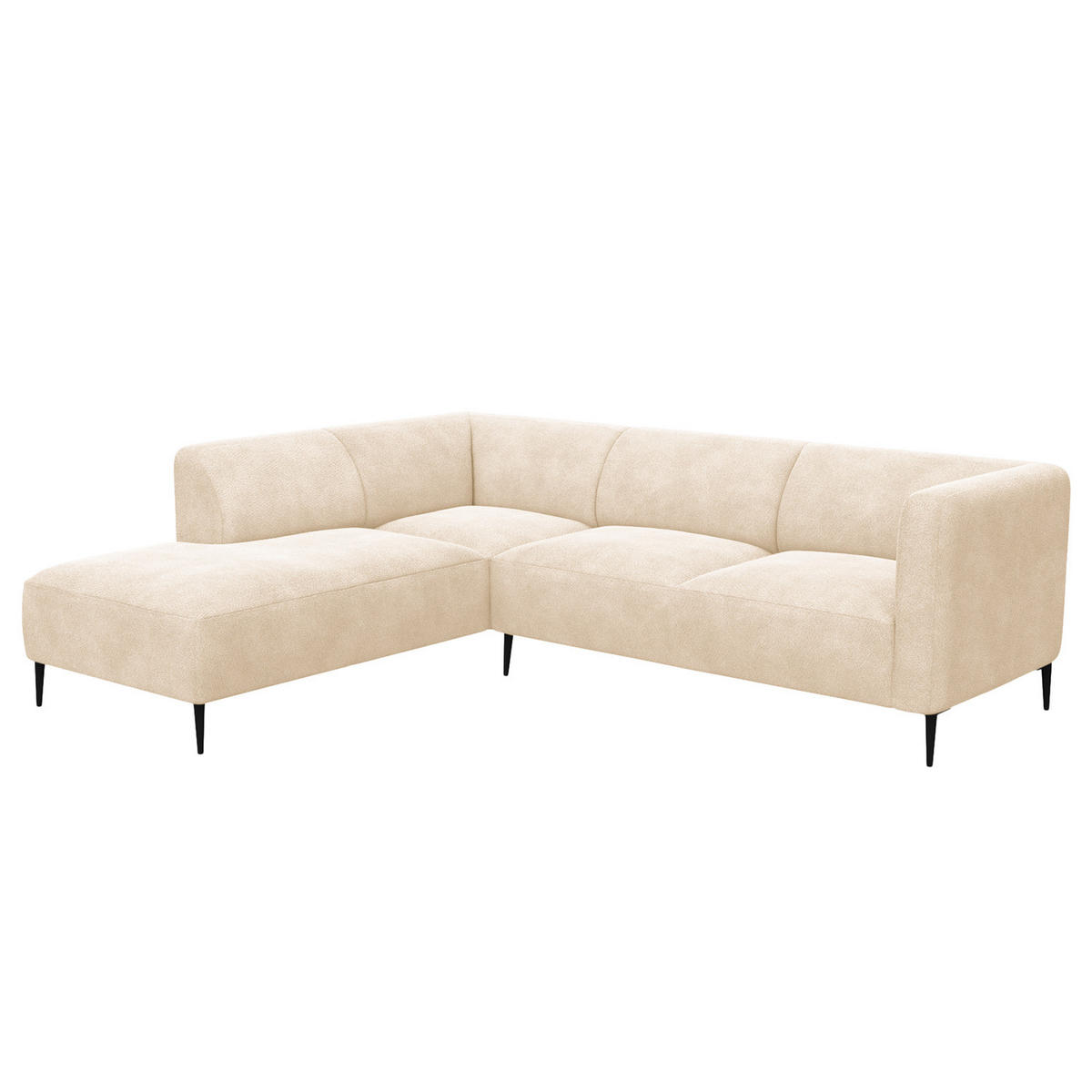 2,5-SITZER ECKSOFA mit Ottomane - Beige/Schwarz, Textil/Metall (252/205cm) - home24