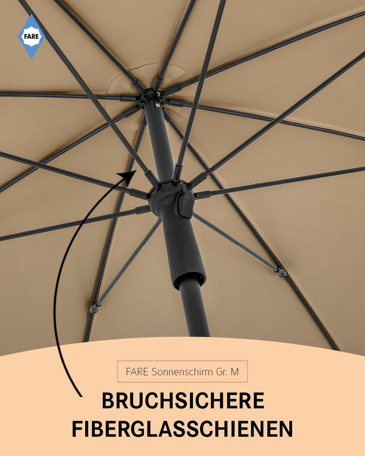 SONNENSCHIRM 180/180/126 cm - Beige, Kunststoff (180/180cm) - FARE