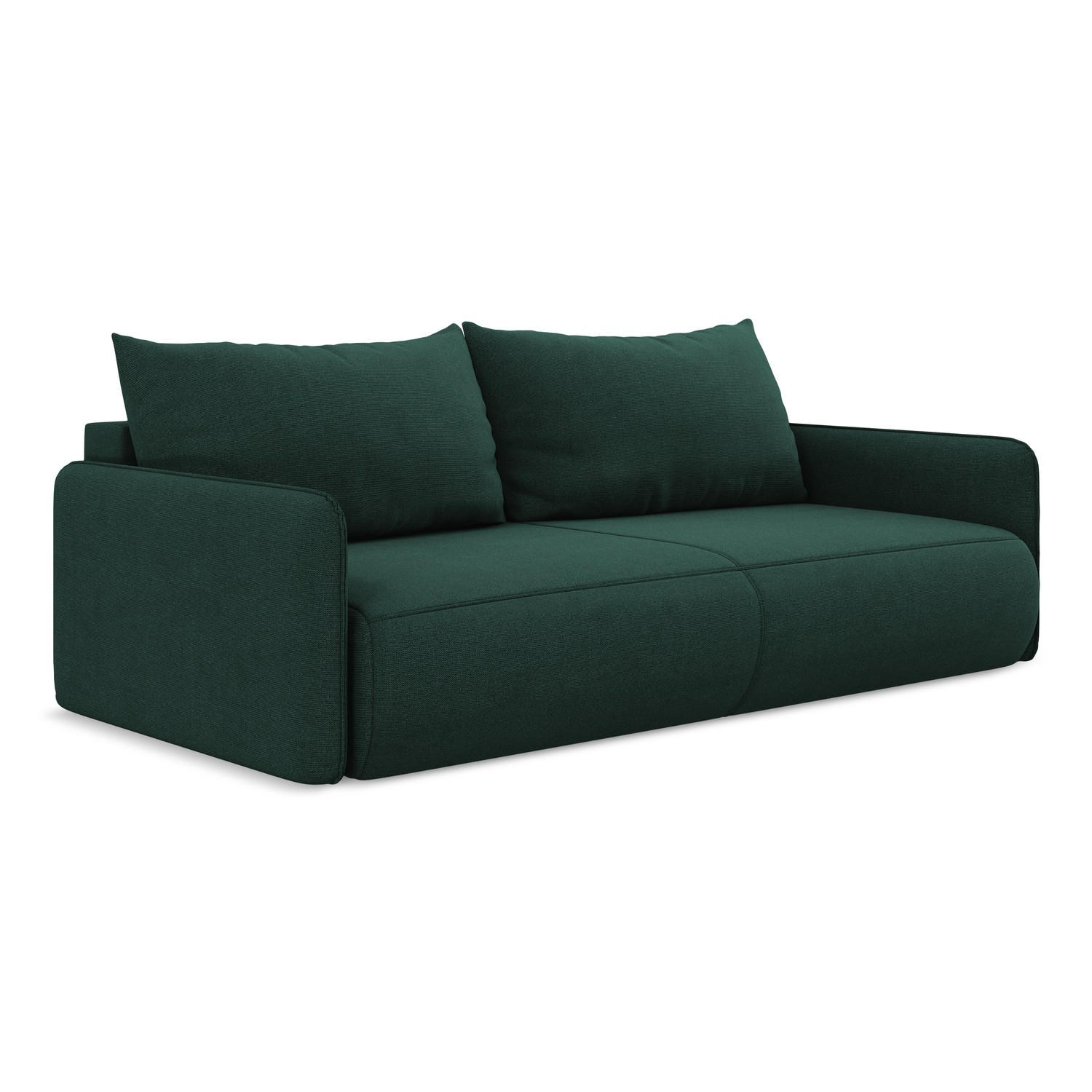 3-SITZER SOFA mit Schlaffunktion Strukturstoff Stoff Grün - Dunkelgrün/Schwarz, Kunststoff/Textil (216/86/105cm) - LaMiaSofa