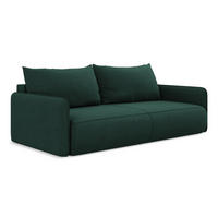 3-SITZER SOFA mit Schlaffunktion Strukturstoff Stoff Grün - Dunkelgrün/Schwarz, Kunststoff/Textil (216/86/105cm) - LaMiaSofa