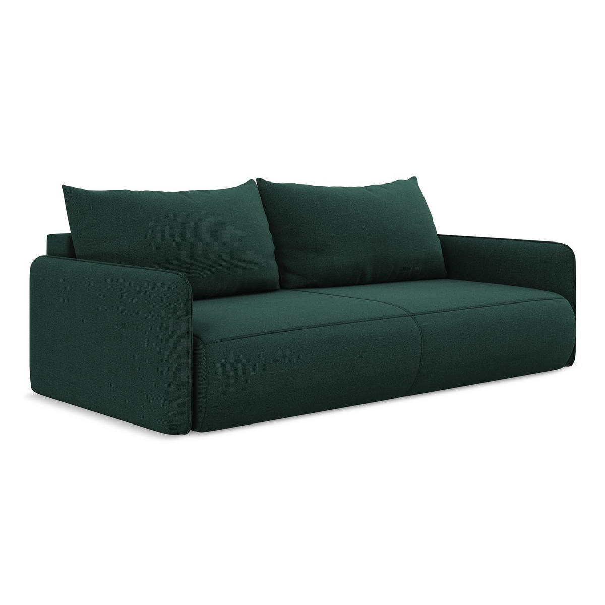 3-SITZER SOFA mit Schlaffunktion Strukturstoff Stoff Grün - Dunkelgrün/Schwarz, Kunststoff/Textil (216/86/105cm) - LaMiaSofa