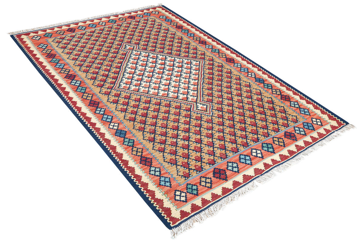 HANDWEBTEPPICH Kelim Senneh Mehrfarbig 149/106 cm Schurwolle - Multicolor, Textil (106/149cm) - Looma