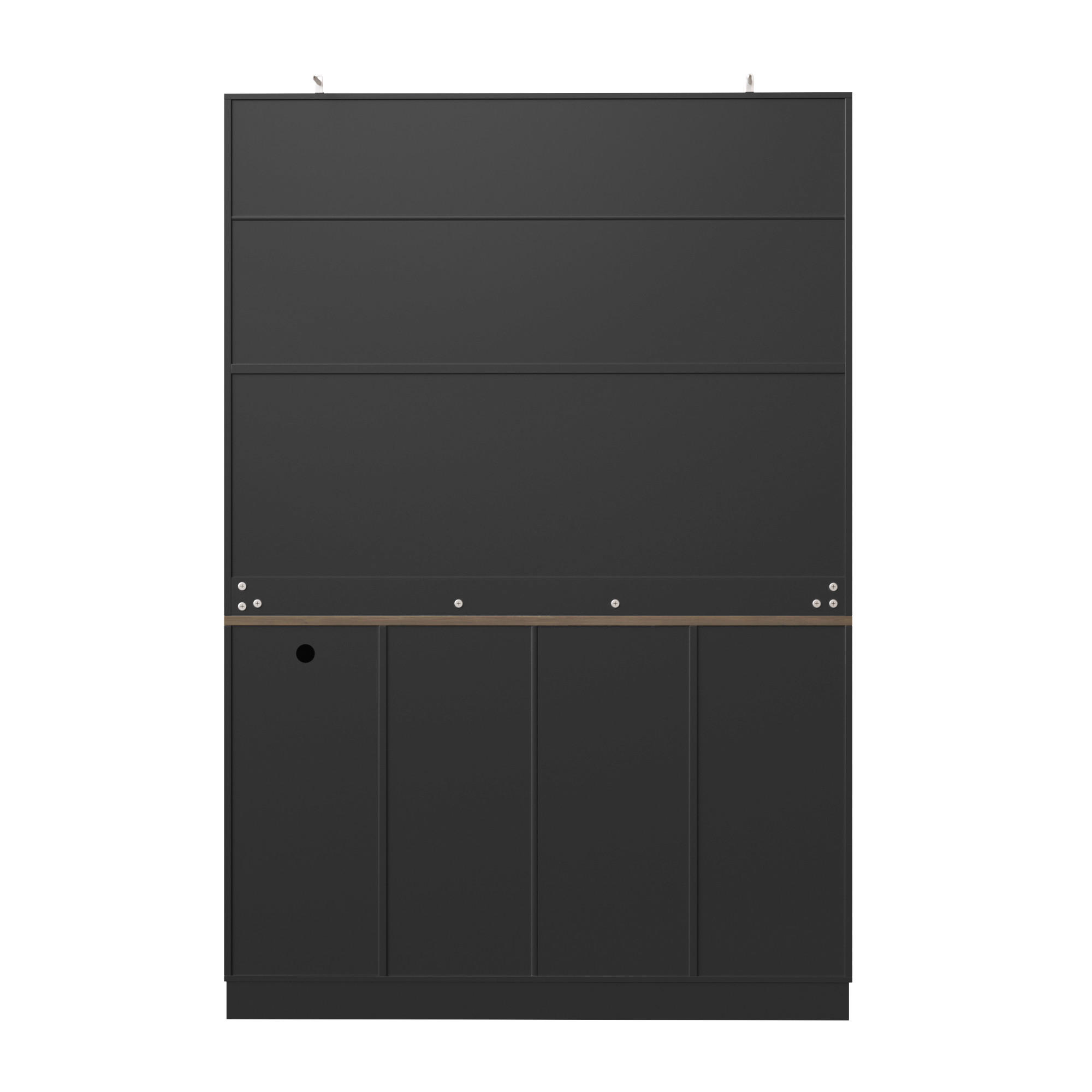 BUFFETSCHRANK Kombi Schwarz 120/36.3/180 cm - Schwarz, Holz (120/180/36.3cm) - PANGIVO