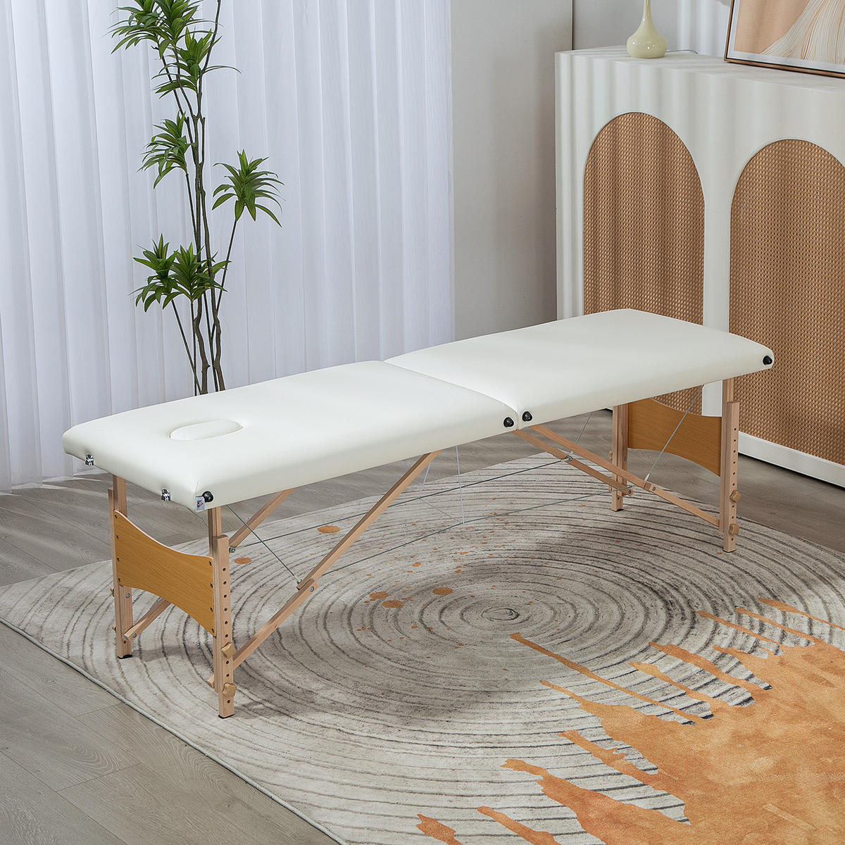 MASSAGELIEGE DE-18895 2 Zonen, höhenverstellbar Creme - Creme, Kunststoff (60/87/186cm) - ComfortXL