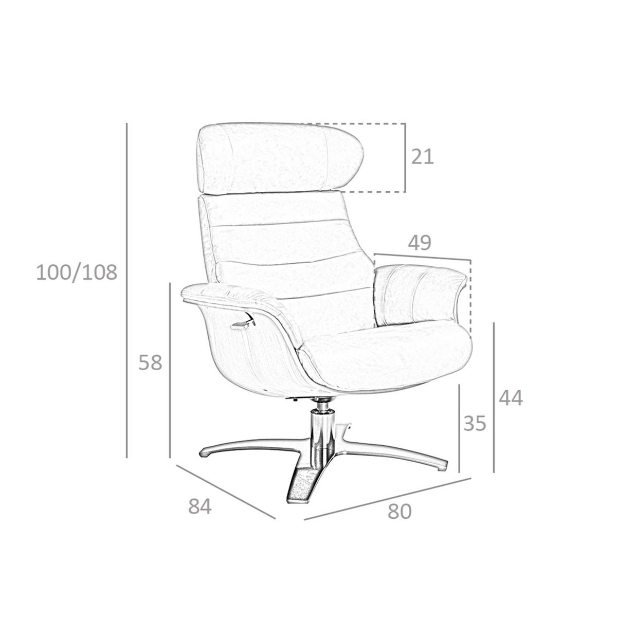 SANDFARBENER Leder-Drehsessel 80/84/100 cm - Sandfarben/Greige, Leder/Holz (80/100/84cm) - ANGEL CERDA