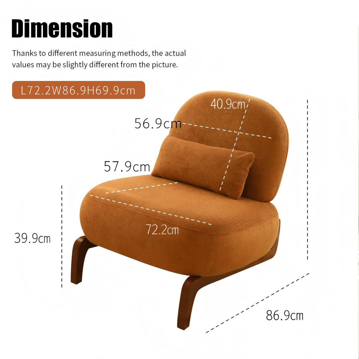 SESSEL Samt Karamell Ohne Armlehnen Massivholzbeine - Cognac, Textil (86.9/69.9/72.1cm) - Urban Meuble