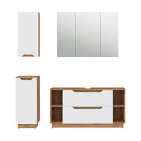 BADMÖBEL-SET Lotta Eiche/weiß gestreift 4 Teile - Eichefarben/Weiß, Holzwerkstoff (119.2/62.5/35cm) - Vicco