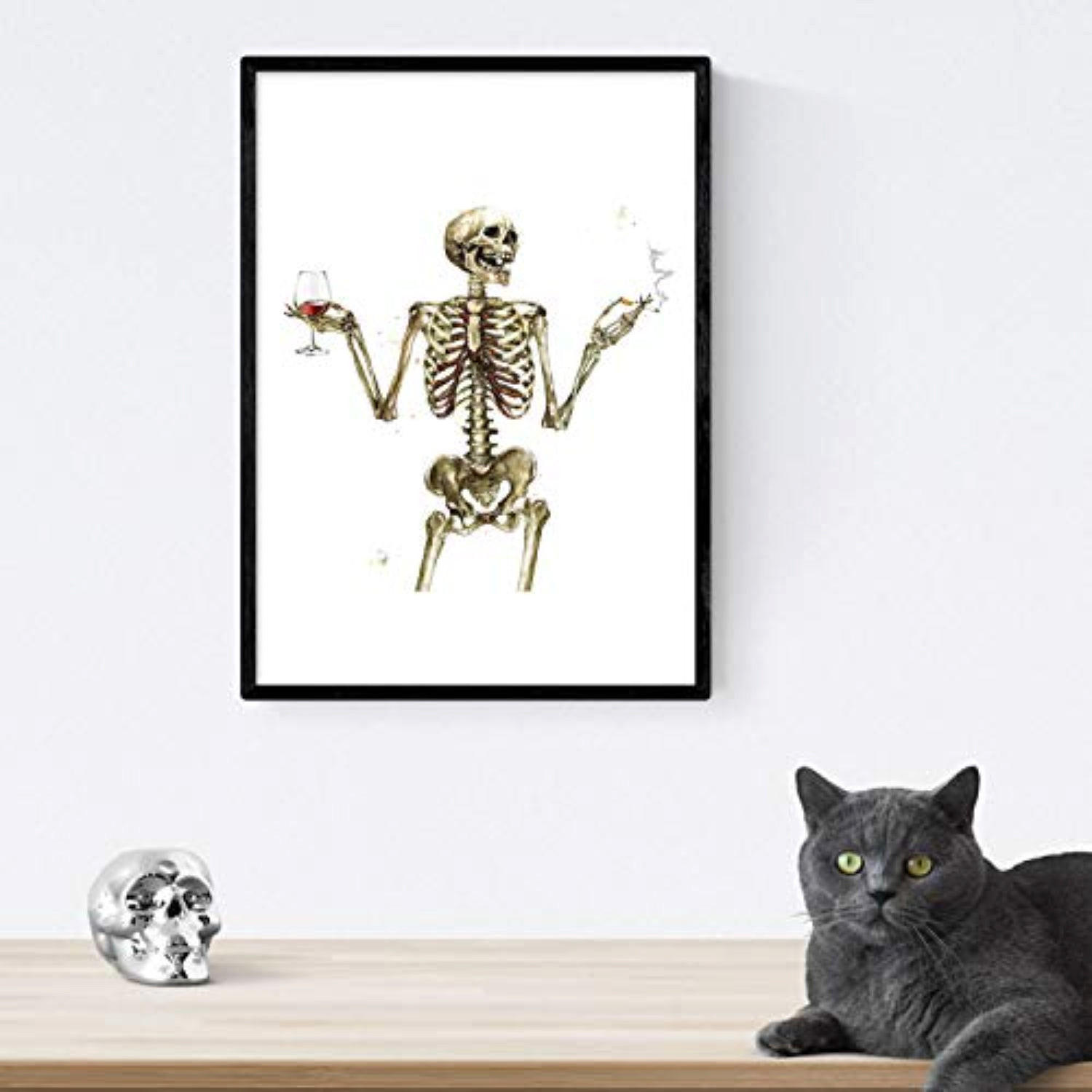 POSTER Weintrink Skelett Größe A3 Rahmenlos - Klar, Papier (29.7/1cm) - Nacnic