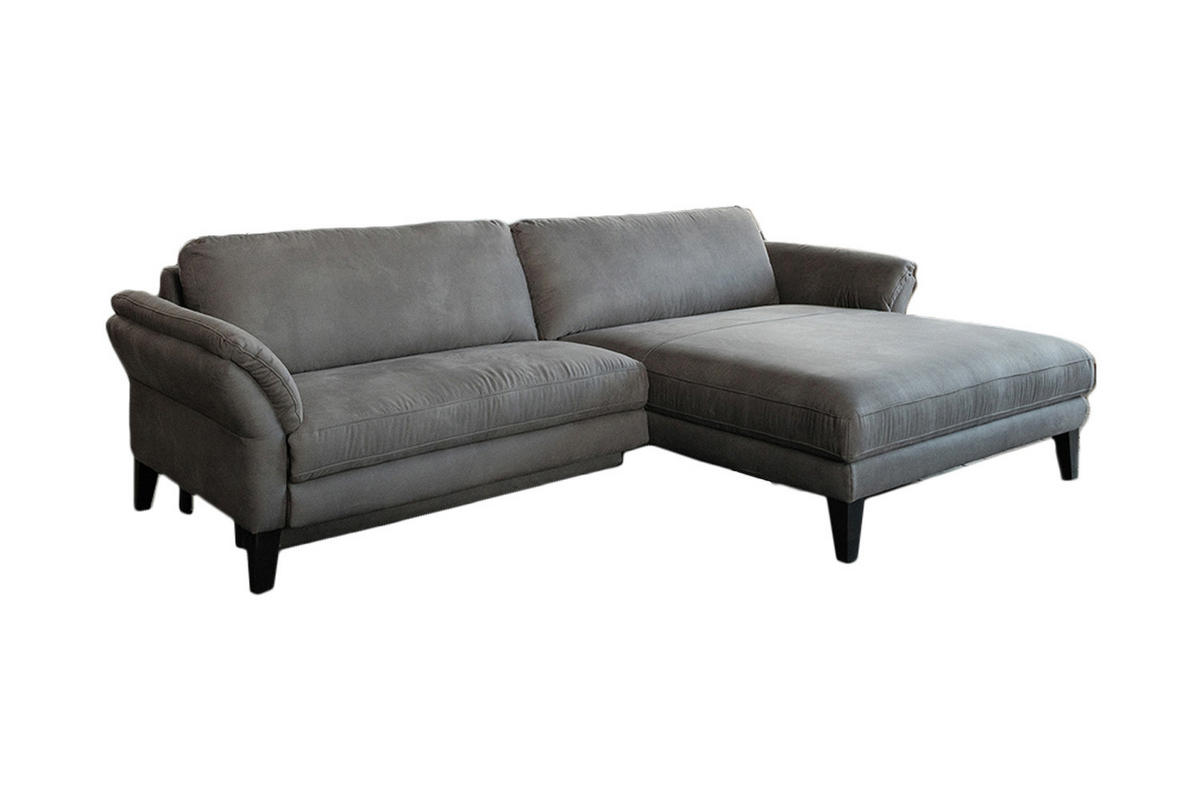 ECKSOFA MIT MOTORISCHER RELAXFUNKTION MALTA Grau Webstoff - Schwarz/Grau, Buchenholz/Textil (302/175cm) - KAWOLA