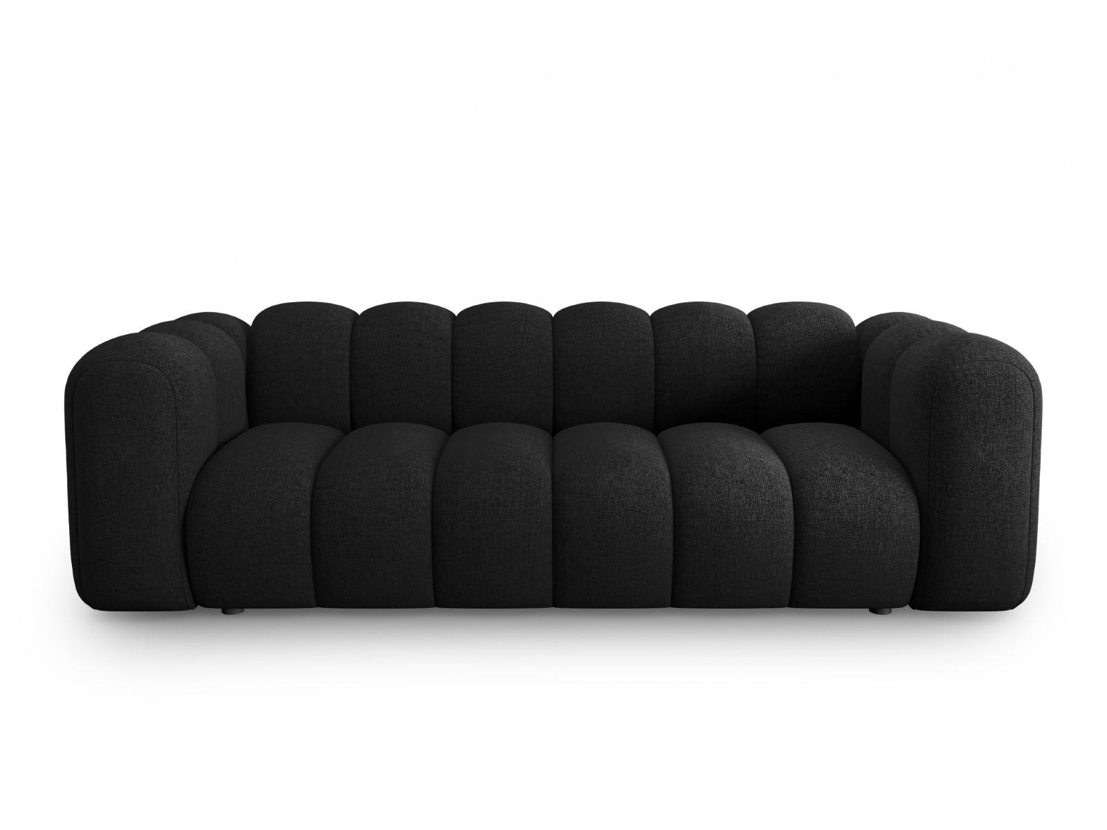SOFA Lupine aus Chenille-Stoff schwarz 3 Sitzplätze - Schwarz, Textil (95/70/230cm) - Micadoni