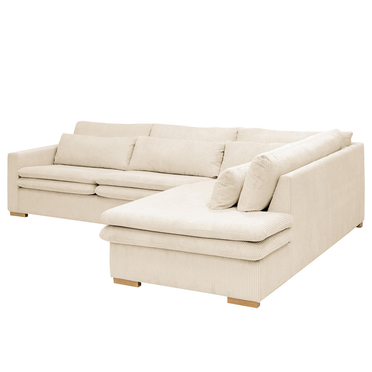 ECKSOFA mit Ottomane - Creme, Textil (299/216cm) - home24